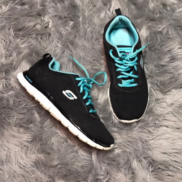 black and blue skechers